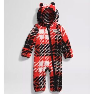 The North Face Kids Red Black White Patterned Fleece Bunting